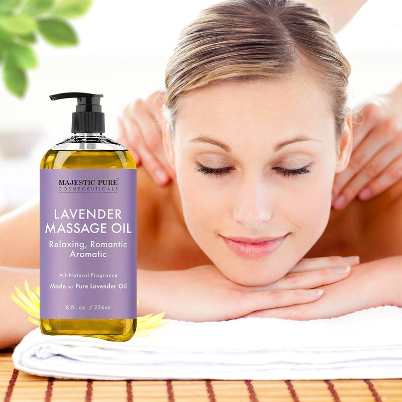 MAJESTIC PURE Lavender Massage Oil for Men and Women - Great for Calming, Soothing and to Relax - Blend of Natural Oils for Therapeutic Massaging and Aromatherapy - 8 fl oz. - NewNest Australia