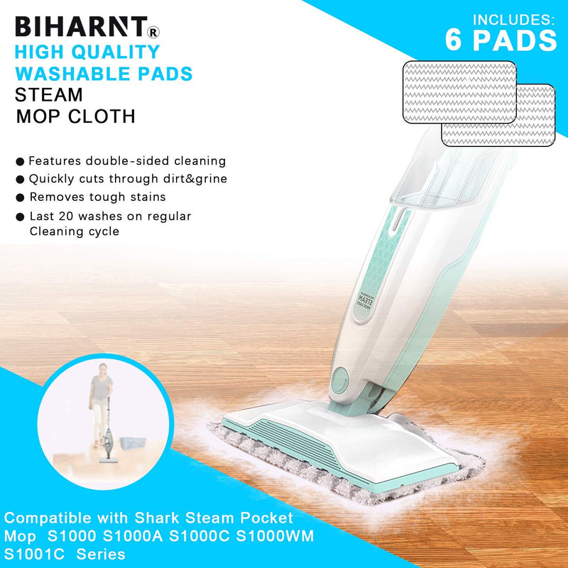 BIHARNT 6 Pack Replacement Steaming Mop Pads for Shark Steam Mop S1000 S1000A S1000C S1000WM S10001C - NewNest Australia