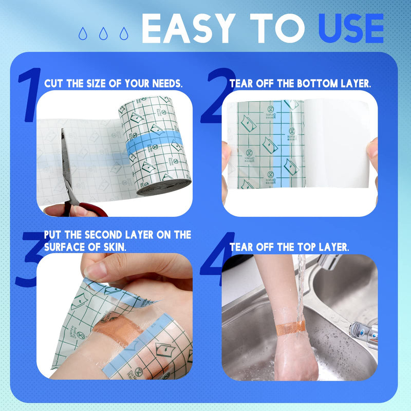 Transparent Stretch Adhesive Bandage Waterproof Bandage Clear Adhesive Bandages Dressing Tape for (4 inch × 10.94 Yard) 4x393.8 Inch (Pack of 1) - NewNest Australia