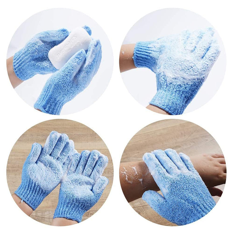 4 Pair Exfoliating Gloves, Polyester Exfoliator Mitt, Body Exfoliating Wash Glove Dead Skin Remover Shower Body Scrub Gloves for Adults and Kids, Ingrown(Blue, White, Pink, Orange） - NewNest Australia