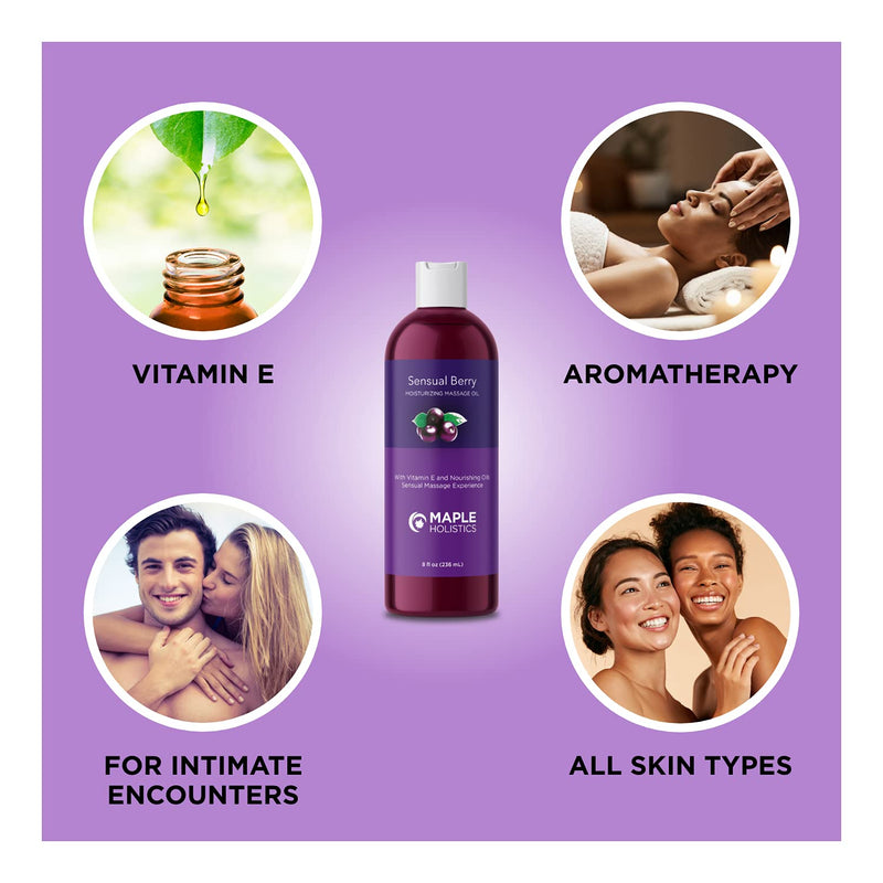 Berry Scented Sensual Massage Oil - Alluring Couples Massage Oil and Moisturizing Body Oil for Men and Women for Full Body Massage - Aromatic Oils with Pure Jojoba Oil Coconut and Sweet Almond Oil Sensual Berry - NewNest Australia