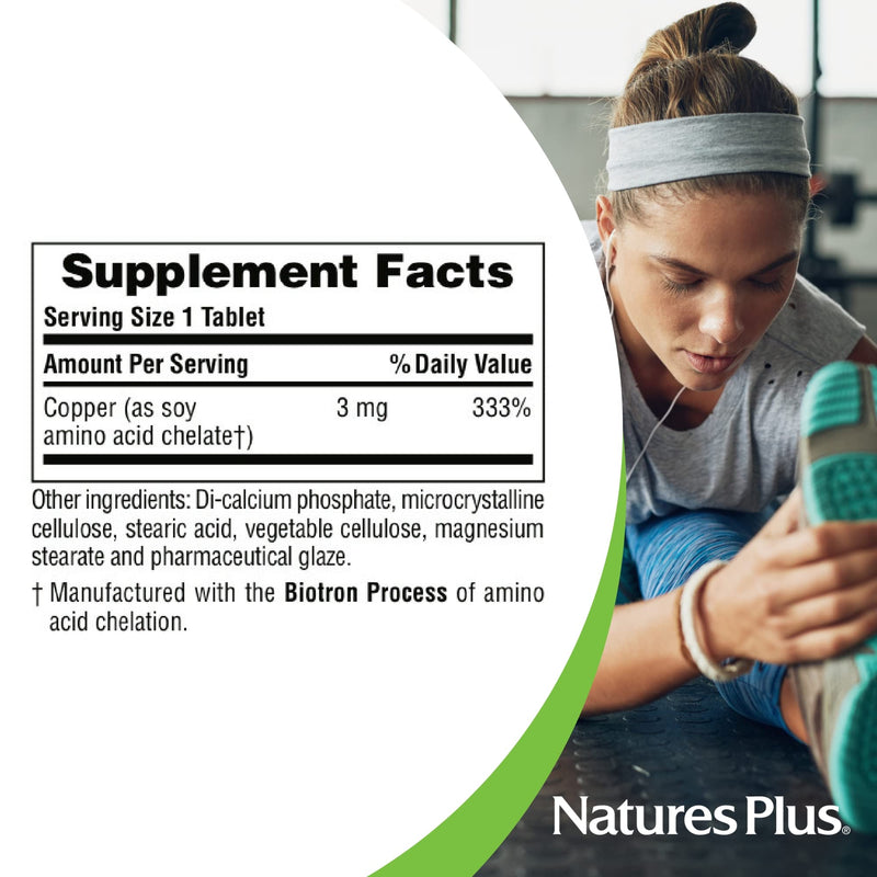 NaturesPlus Copper - 3 mg, 90 Vegetarian Tablets - High Potency Essential Minerals & Amino Acids - Promotes Healthy Immune System Function - Gluten-Free - 90 Servings - NewNest Australia