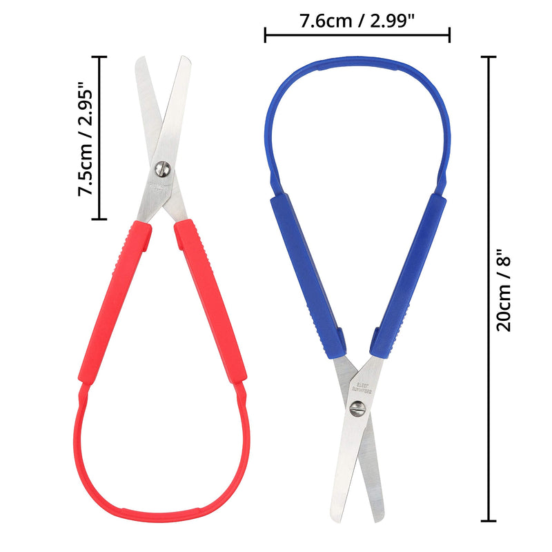 Handi Stitch 6 Pack 20cm/8 inches Adaptive Easy Grip Loop Scissors - Right & Left Hand Use - Squeeze Design Handles for Small Hands & Special Needs - Easy Self Opening Scissors for Children & Adults - NewNest Australia