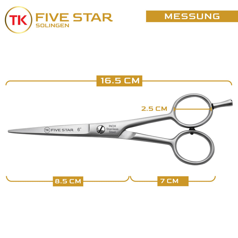 Five Star Solingen Signature Professional 6 inch extra sharp hairdressing scissors, hair scissors, beard scissors, hair cutting scissors, rust-proof for women, men, hairdressers and children for strong and fine hair - NewNest Australia