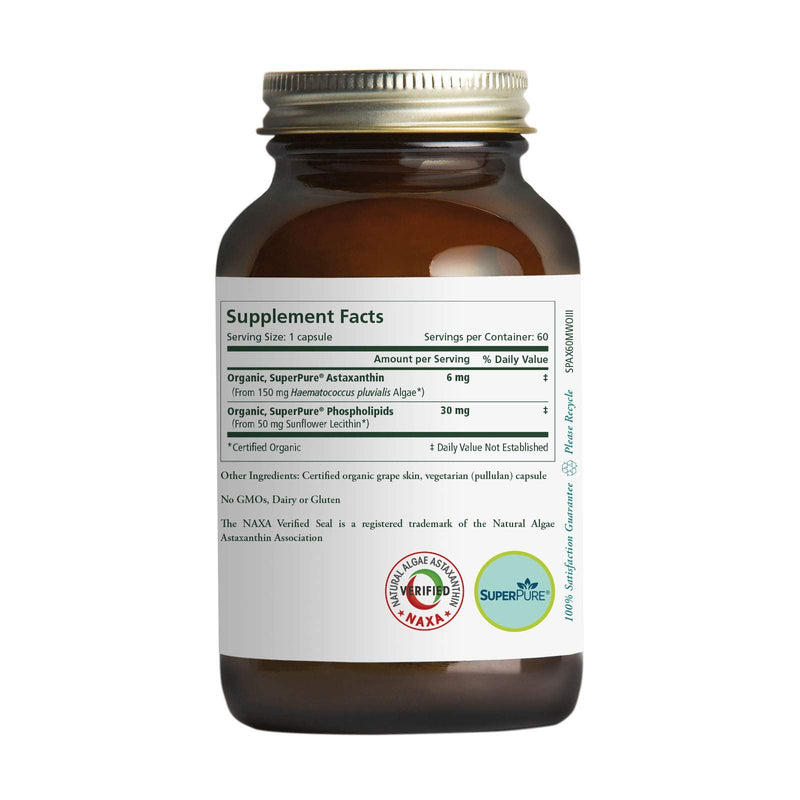 Pure Synergy SuperPure Astaxanthin Extract | 60 Capsules | Made with Organic Ingredients | Non-GMO | Vegan | Algae-Based | Antioxidant - NewNest Australia