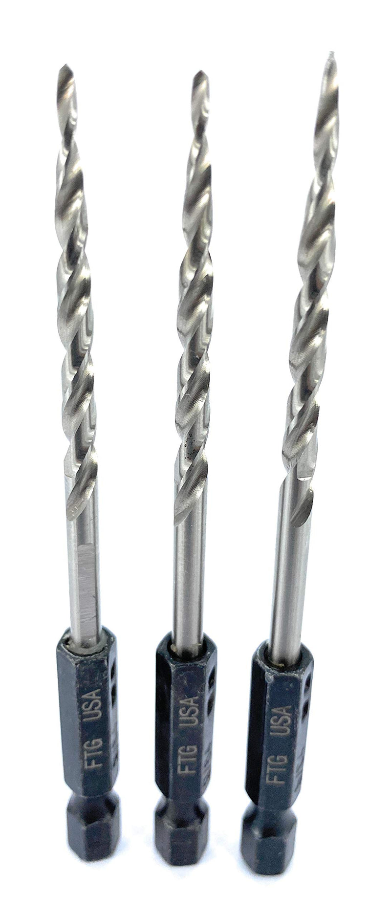 FTG USA 3 Piece Set Same Size #6 (9/64") Replacement Wood Countersink Bit Only - Value Pack - Woodworking Tapered HSS Drill Bit Only #6 9/64" - NewNest Australia