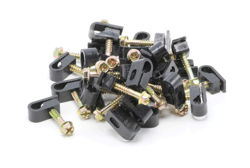 THE CIMPLE CO - Single Coaxial Cable Clips, Cat6, Electrical Wire Cable Clip, 1/4 in (6 mm) Screw Clip and Fastener, Black (100 Pieces per Bag) 100 Pack - NewNest Australia