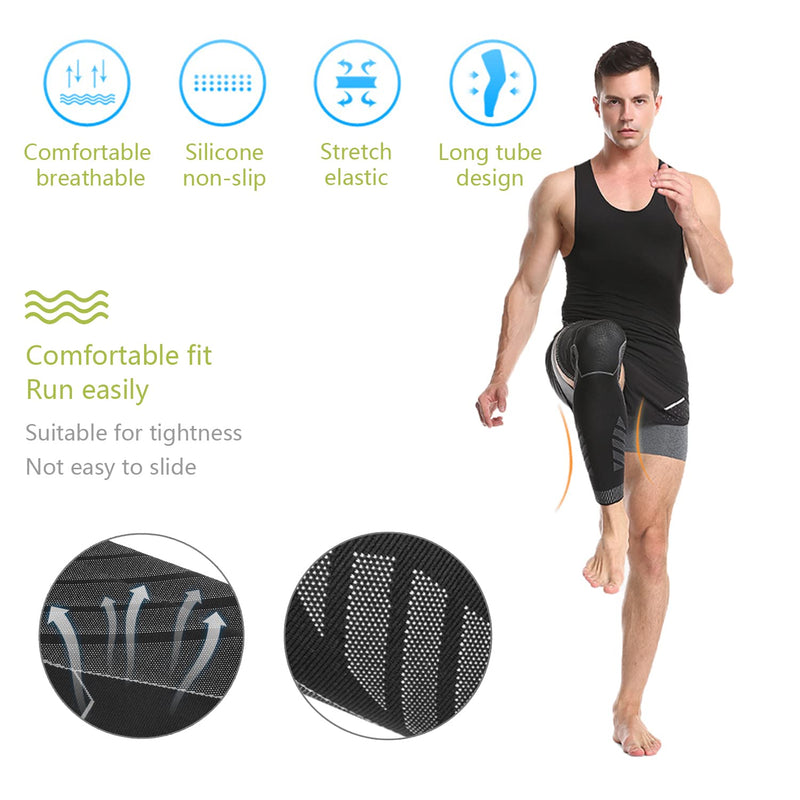 Solo Actfit Sports Compression Sleeves Long Knee Pads Compression Non-Slip Knee Brace Knee Protection Leg Warmers Knee Sleeves For Running, Basketball, Cycling - NewNest Australia