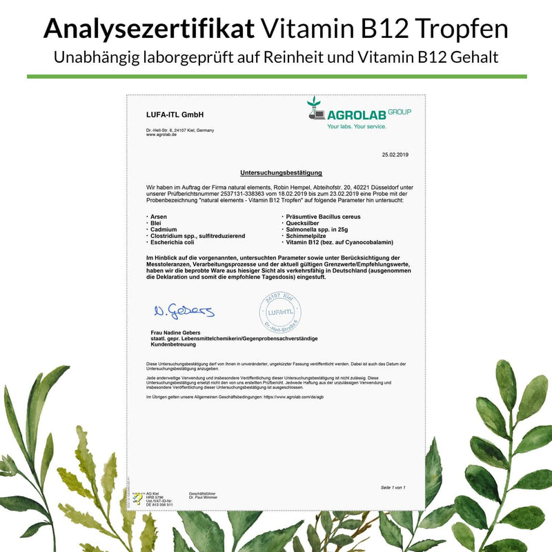 Vitamin B12 Drops - 50 ml (900 Drops) - Both Active Forms (Methyl & Adenosylcobalamine) - Alcohol-Free, Vegan - NewNest Australia
