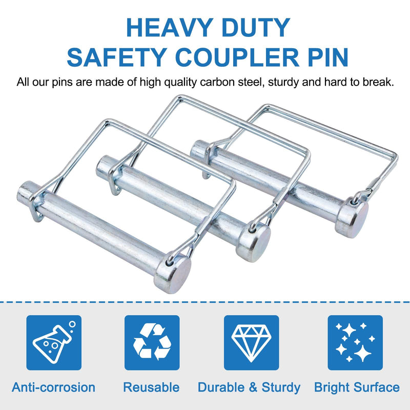 INCREWAY 3/8" Trailer Coupler Pin, 4pcs Heavy Duty Shaft Locking Pin Pto Pin Carbon Steel Safety Coupler Pin in 2-3/4" Long, Square Wire Locking Pin for Farm Lawn Garden Trailers - NewNest Australia