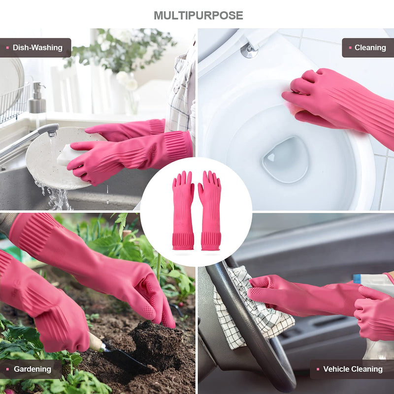 DABOGOSA Mamison 2 Pairs Reusable Waterproof Household Dishwashing Cleaning Rubber Gloves, Non-Slip Kitchen Glove(Medium) - NewNest Australia