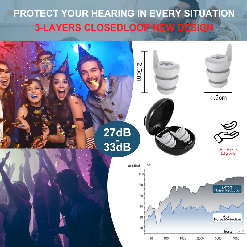 Sugeru 3D Ear Plugs, Soft Silicone Ear Plugs For Sleeping, Reusable And Washable Earplugs, Ear Plugs For Sleep, Airplane, Snoring, Concentration, Travel (White, 2 Pieces) - NewNest Australia