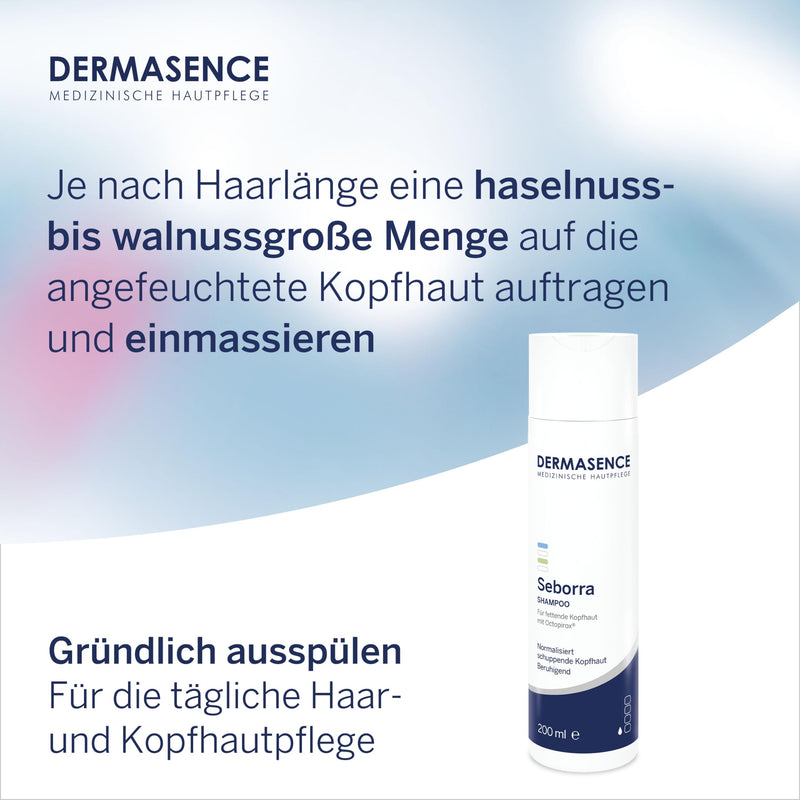 DERMASENCE Seborra Shampoo, 200 ml - Gentle cleansing for the oily and dandruff-prone scalp - also recommended as an accompaniment to therapy for sebhorric eczema - for daily hair washing - NewNest Australia