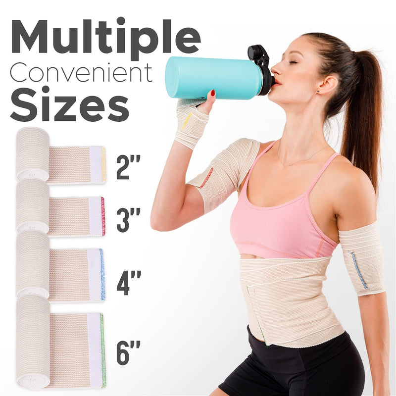 GT USA Organic Cotton Elastic Bandage Wrap (3" Wide, 1 Pack) | Hook & Loop Fasteners at Both Ends | Latex Free | Hypoallergenic Compression Roll for Sprains & Injuries 3" Wide - NewNest Australia