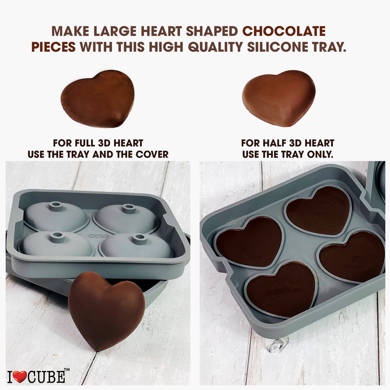 I LOVE CUBE Ice Cube Tray, 3D Heart Ice Mold, Large Big Heart Cube - 2.5 Inches Heart Shape Ice Mold for Whiskey, Cocktail, Beverages, Iced Tea & Coffee - NewNest Australia