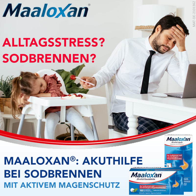 Maaloxan® 25 mVal suspension, oral suspension, 50 x 10 ml, with algeldrat and magnesium hydroxide, for heartburn and acid-related stomach problems, 50 pieces (pack of 1) - NewNest Australia