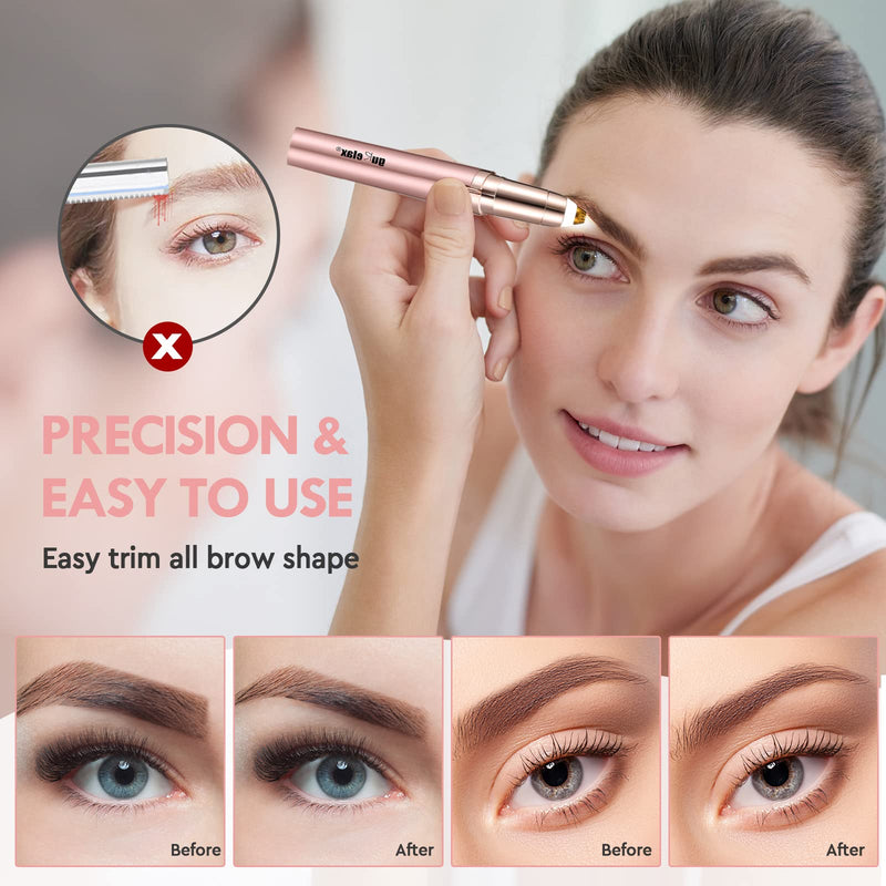 Eyebrow Trimmer, Rechargeable Eyebrow Epilator Pen Woman Electric Painless Portable Eyebrow Hair Remover Razor with 2 Replacement Blads Eyebrow Trimmer+blad - NewNest Australia