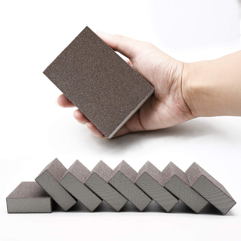 BokWin 8Pcs 100# Grit Sanding Sponge, Wet Sanding Block for Pot Brush Pan Brush Sponge Brush Glasses Sanding Wood Sanding Metal Sanding, Washable and Reusable (Brown) 100# - NewNest Australia