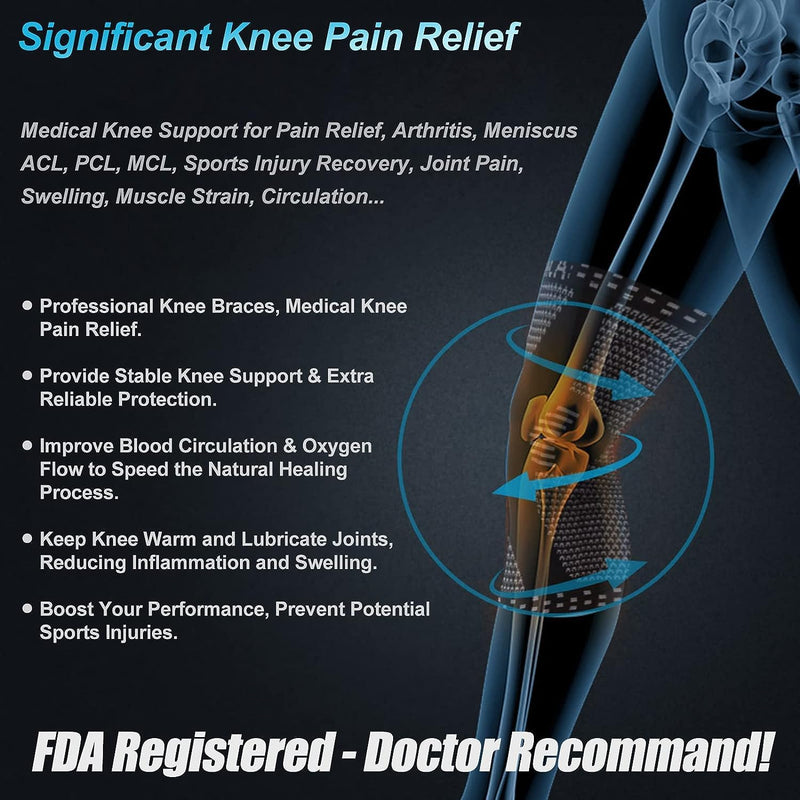 NEENCA Knee Support, Compressed Knee Brace with Patella Gel Pads & Spring Side Stabilizers, Medical Knee Pads for Running, Meniscus Tear, Arthritis, Joint Pain Relief, ACL, Recovery Black L - NewNest Australia