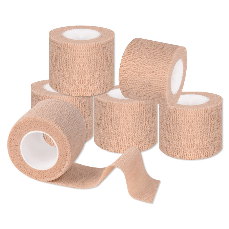 Self Adhesive Bandage Wrap 12 Pack,Sports Tape 2" X 5 Yards, Multi-Purpose Non-Woven Cohesive Wrap, First Aid Tape, Elastic Cohesive Bandage, Medical Tape for Stretch Athletic, Sports, Wrist, Ankle Tan - NewNest Australia