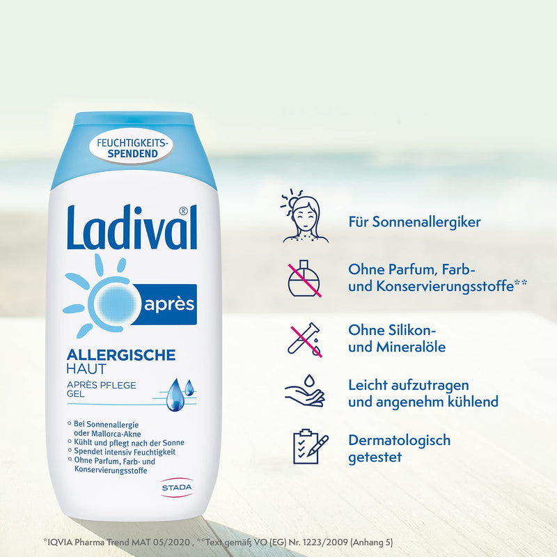 Ladival Allergic Skin Sun Protection Gel SPF 30 and Ladival Allergic Skin Après Sun Gel - Set of 2 - Perfume-free, without dyes and preservatives - 2x 200 ml - NewNest Australia