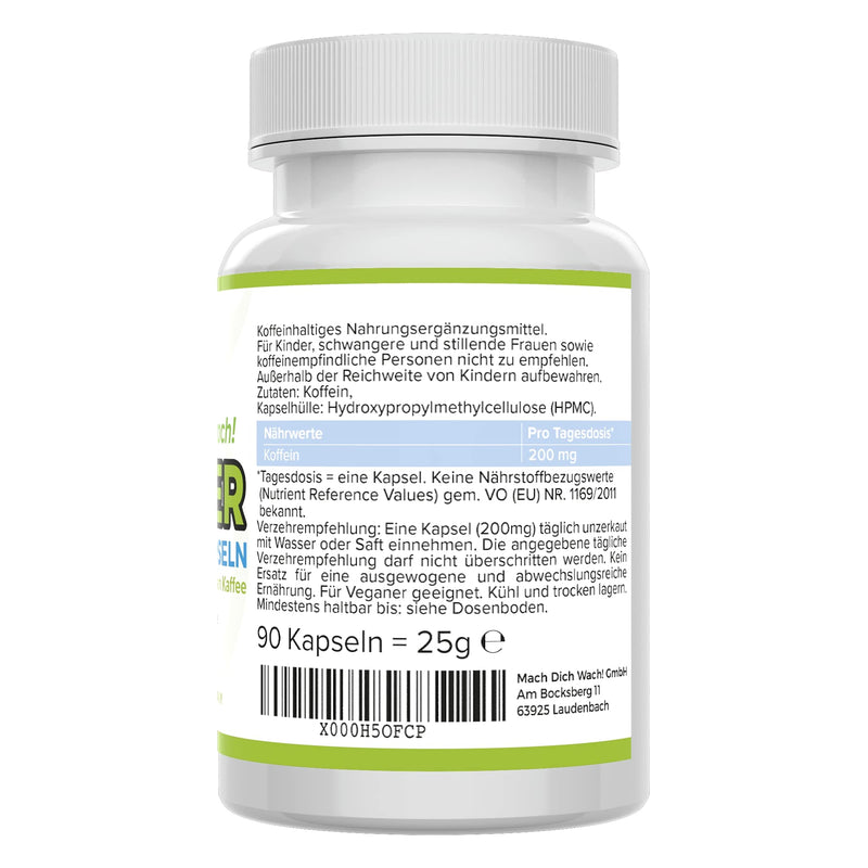 Caffeine Capsules ‚ Wake Up.  ‚ 200Mg Caffeine ‚ Quality From Germany. No Additives. 100% Money Back Guarantee ‚ Deutsche Laboratory Analytik ‚ 100% Pure Caffeine ‚ Rapid Action. - NewNest Australia