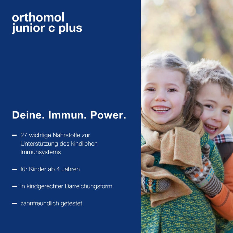 Orthomol junior C plus - with vitamin C to contribute to the normal function of the immune system - forest fruit flavor - chewable tablets with 30 x daily portions - NewNest Australia