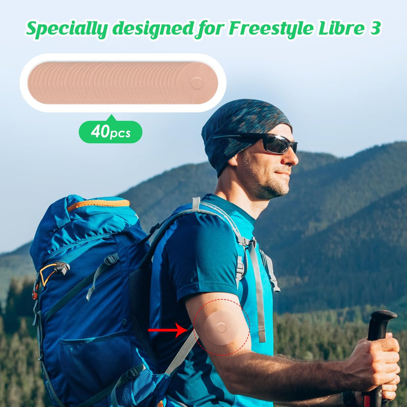Freestyle Libre 3 Plasters Waterproof, Pack Of 40 Libre 3 Sensor Stickers, Waterproof And Durable Plasters For Freestyle Libre 3, Thin Film Patch, Easy To Use By Youshares (Pack Of 40, Brown) - NewNest Australia