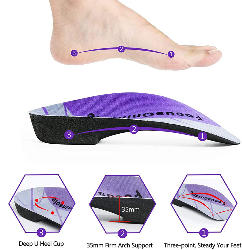 Plantar Fasciitis 3/4 Length Insoles, High Arch Supports Orthotic Insoles, Men/Women, 1 Pair, Flat Feet, Over-Pronation, Heel Spur Pain Relief Shoe Inserts for Walking Running Sport Medium(6-9.5 UK) - NewNest Australia