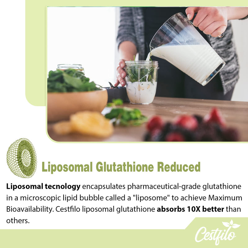 Cestfilo Liposomal glutathione reduces 1300 mg, active form L glutathione reductase (GSH), powerful antioxidant for optimal cell protection - NewNest Australia