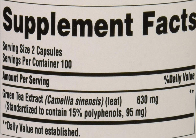 Puritans Pride Green Tea Standardized Extract 315 Mg Capsules, 200 Count - NewNest Australia
