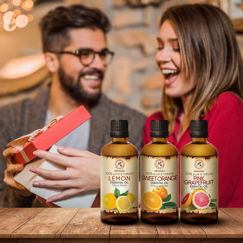 Essential Oils Set 3 X 100 Ml - Lemon Oil - Orange Oil - Grapefruit Oil - Aromatherapy Gift Set - Pure Citrus Oils For Diffusers And Oil Burners - Orange Oil For Soap Making - Oils For Candles - NewNest Australia
