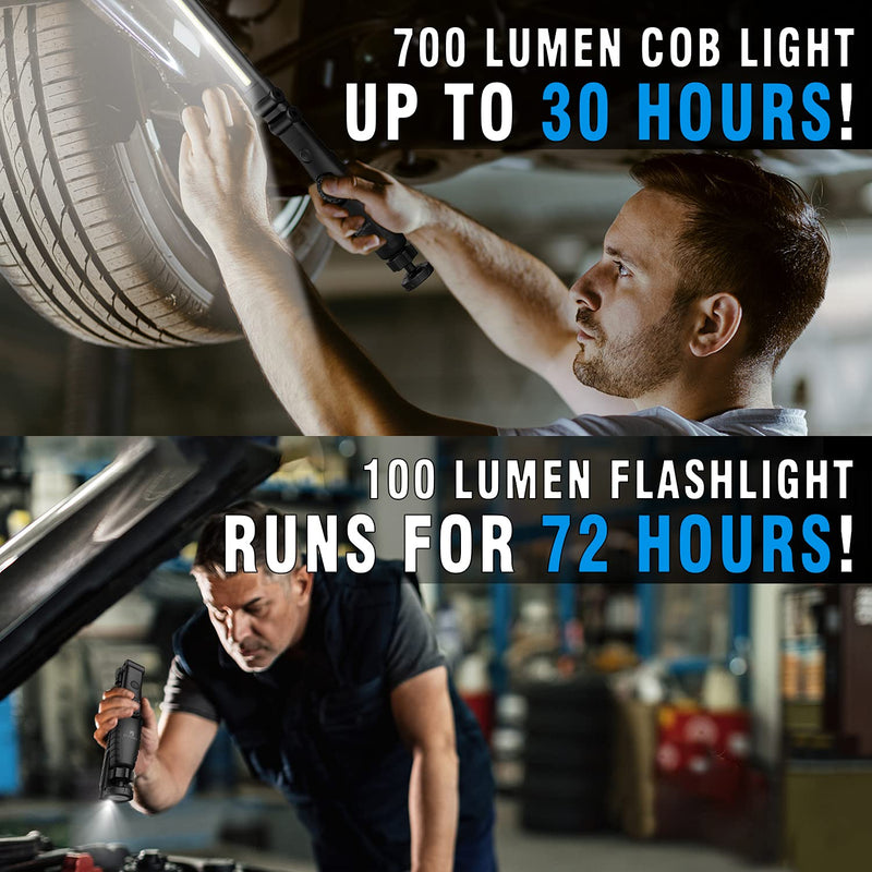 Dr. Prepare LED Work Light, 700 Lumens Foldable Rechargeable Work Light, Cordless Portable Magnetic COB LED Work Light, 3200mAh Inspection Light for Car Repair, Home, Garage, Emergency - NewNest Australia