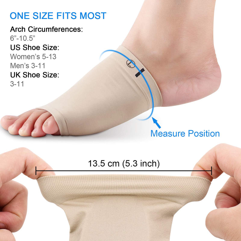 Ailaka 2 Pairs Compression Arch Support Sleeves, Cushioned Foot Braces Arch Pads for Flat Foot Pain Relief Plantar Fasciitis Heel Spurs Khaki 2 Pair (Pack of 1) - NewNest Australia