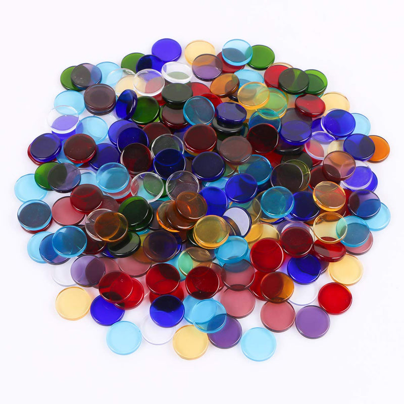 Aunifun Flat Glass Mosaic Tiles, 200 PCS Stained Transparent Glass Mosaic, Round Flat Gems for Home Decoration DIY Crafts - NewNest Australia