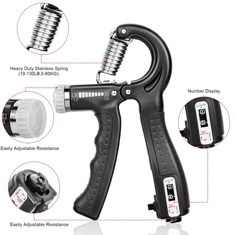 KDG Hand Grip Strengthener 2 Pack Adjustable Resistance 10-130 lbs Forearm Exerciser，Grip Strength Trainer for Muscle Building and Injury Recovery for Athletes - NewNest Australia