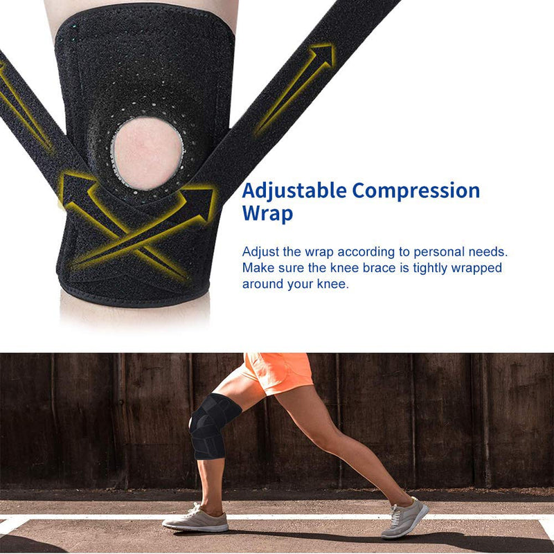 Knee Brace for Arthritis,ACL and Meniscus Tear,Open-Patella Stabiliser, Adjustable Brace,Best Knee pad Support for Sports Injury Rehabilitation & Protection Against re-Injury (Single) BLACK - NewNest Australia