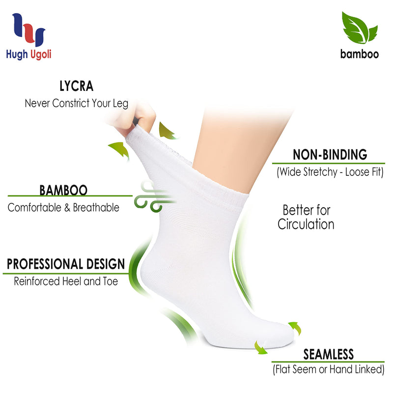 Hugh Ugoli Men's Loose Diabetic Ankle Socks Bamboo, Wide, Thin, Seamless Toe and Non-Binding Top, 4 Pairs 8-11 Beige - NewNest Australia