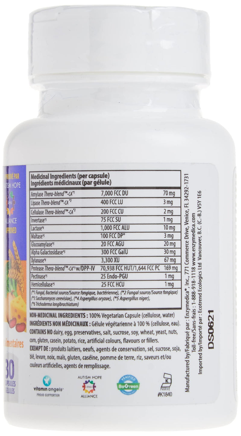 Enzymedica, Digest Spectrum, Food Intolerance Support, 30 Capsules 30 Count (Pack of 1) Standard Packaging - NewNest Australia