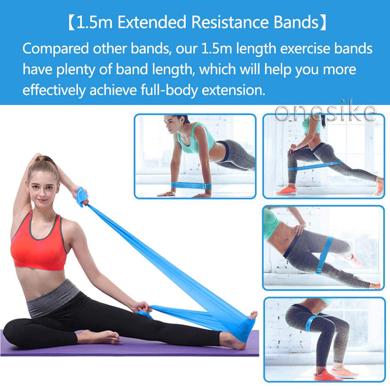 DIWUJI Set of 3 Exercise Resistance Bands,1.5M/4.9ft Skin-Friendly Long Elastic with Standard Resistance Levels for Physical Therapy Strength Training Yoga Fitness,Blue,Pink - NewNest Australia