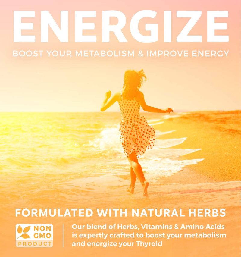 Thyroid Support with Iodine - 120 Capsules (Non-GMO) Improve Your Energy & Increase Metabolism - Ashwagandha Root, Zinc, Selenium, Vitamin B12 Complex - Thyroid Health Supplement - 60 Day Supply - NewNest Australia
