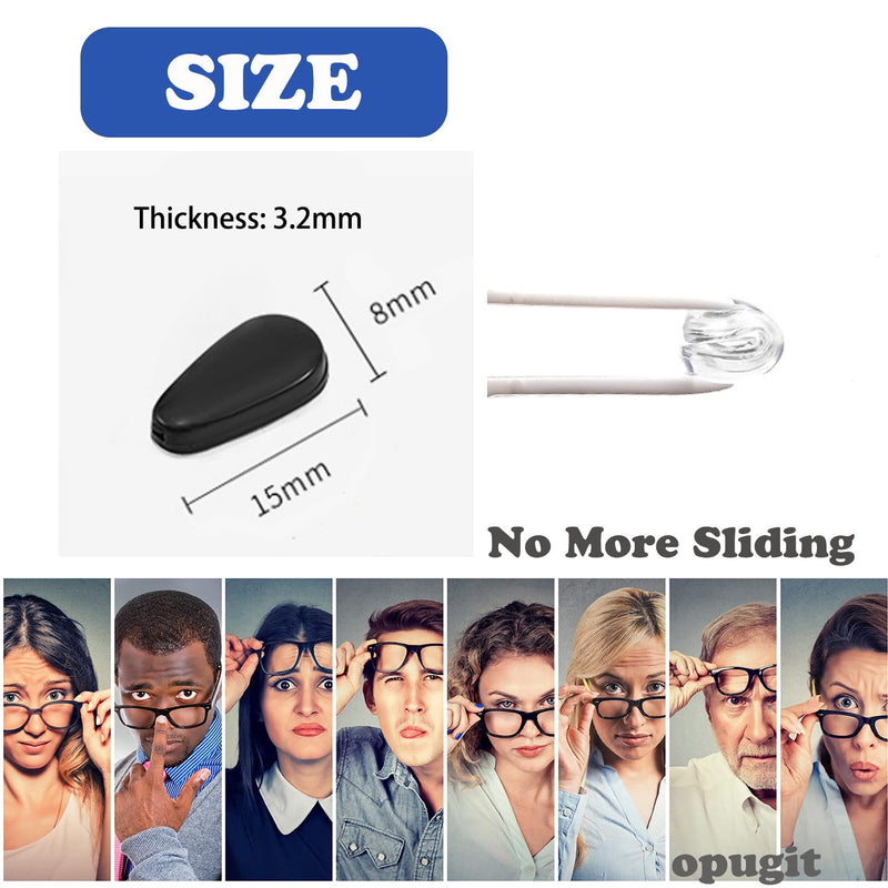 OPUGIT Silicone Nose Pad Non-Slip Adhesive Pad, 3.2 mm for Glasses and Sunglasses, Non-Slip Self-Adhesive Nose Pads, Clear, 5 Pairs Clear, 5 Pairs - NewNest Australia