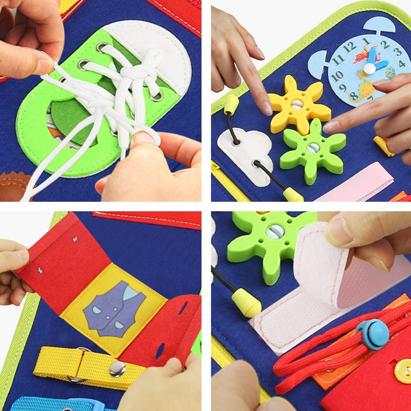 Toddler Busy Book, Early Learning Basic Life Skills Felt Montessori Busy Board Dementia Sensory Toy Fidget Blanket for 2 3 4 Year Old Toddlers Learning Alphabet Fine Motor Skills - NewNest Australia