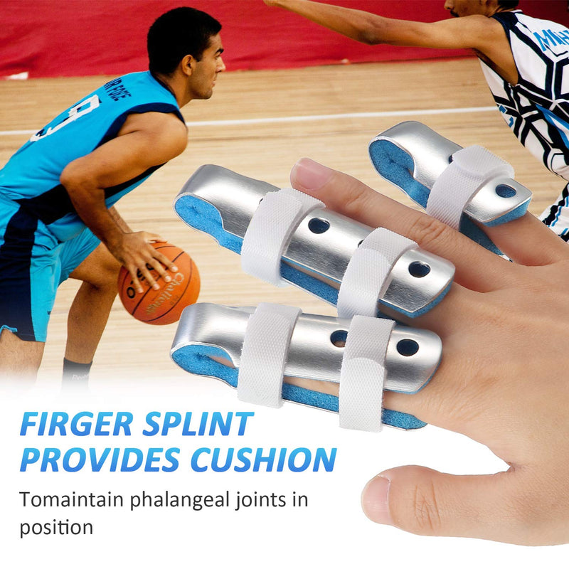 6 Pieces Finger Splints Metal Finger Support Finger Stabilizer for Adults and Children Finger Knuckle Joint Fixation, 3 Sizes (Blue) Blue - NewNest Australia