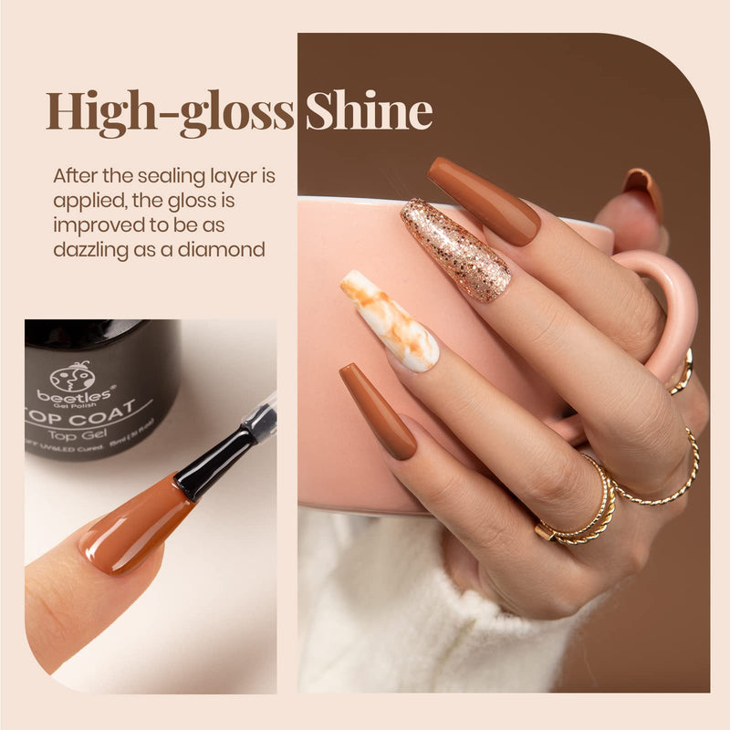 Beetles Gel Nail Polishes Top and Base Coat- No Wipe Gel Top Coat and Base Coat Gel Nail Polish Set 15ml, Soak Off Nail Lamp Gel Polish Nail Art Manicure Salon DIY Glossy Shine Finish Beauty Gifts - NewNest Australia