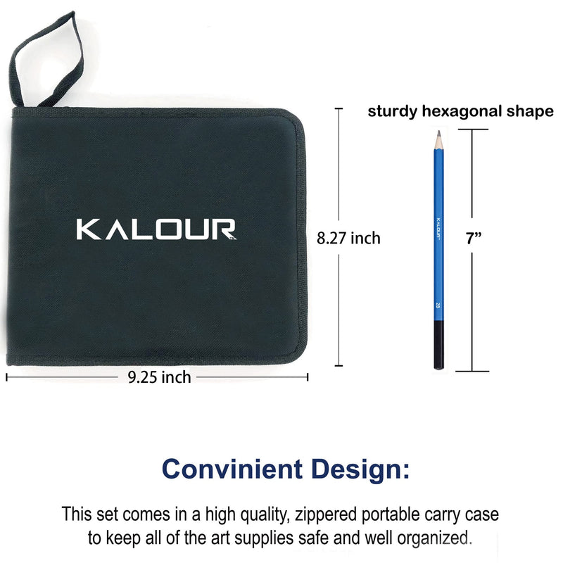 Kalour 33 Pieces Professional Drawing Sketching Pencils set,Portable Zippered Travel Case-Charcoal Pencils, sketch Pencils, Charcoal Stick.Drawing Supplies Perfect for Artists and Beginners - NewNest Australia