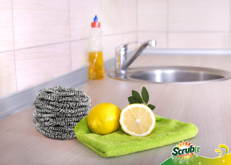 12 Pack Stainless Steel Scourers by Scrub It – Steel Wool Scrubber Pad Used for Dishes, Pots, Pans, and Ovens. Easy scouring for Tough Kitchen Cleaning. - NewNest Australia