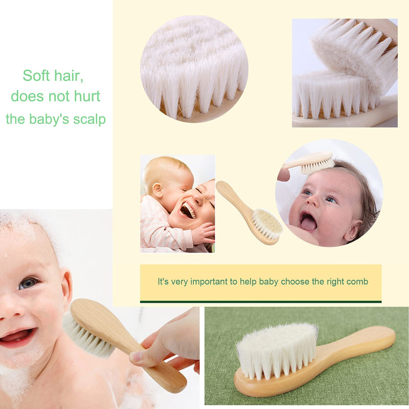 Molylove Baby Hair Brush with Wooden Handle and Super Soft Goat Bristles for Newborns & Toddlers - NewNest Australia
