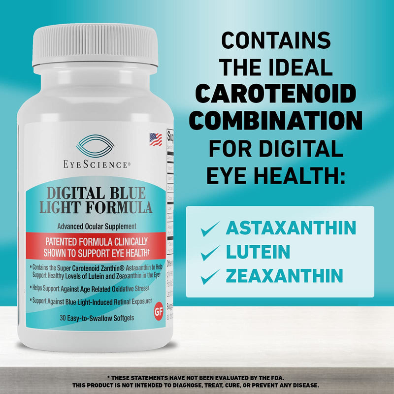 EyeScience Digital Blue Light Formula, Eye Health Supplement with Astaxanthin, Lutein, Zeaxanthin, 30 Count Digital Blue Light Formula 30 Count - NewNest Australia