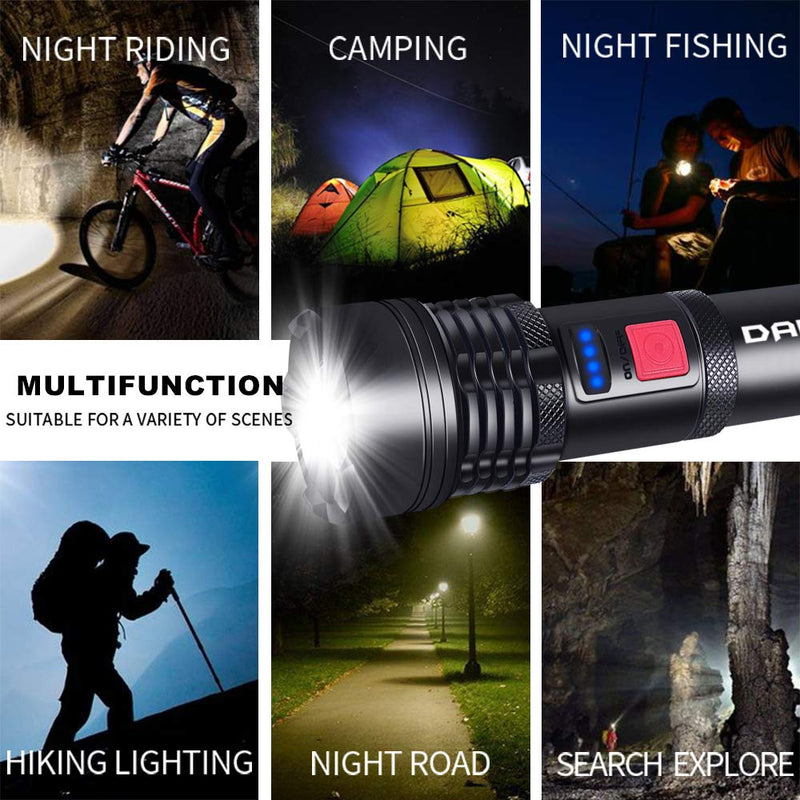 USB Rechargeable LED Flashlight DARKBEAM T002 Super bright XHP50 3000 Lumen Flash Light Lights Tactical Handheld Zoomable for Hiking, Biking, Outdoor Activity Patrol, Home, Emergency - NewNest Australia